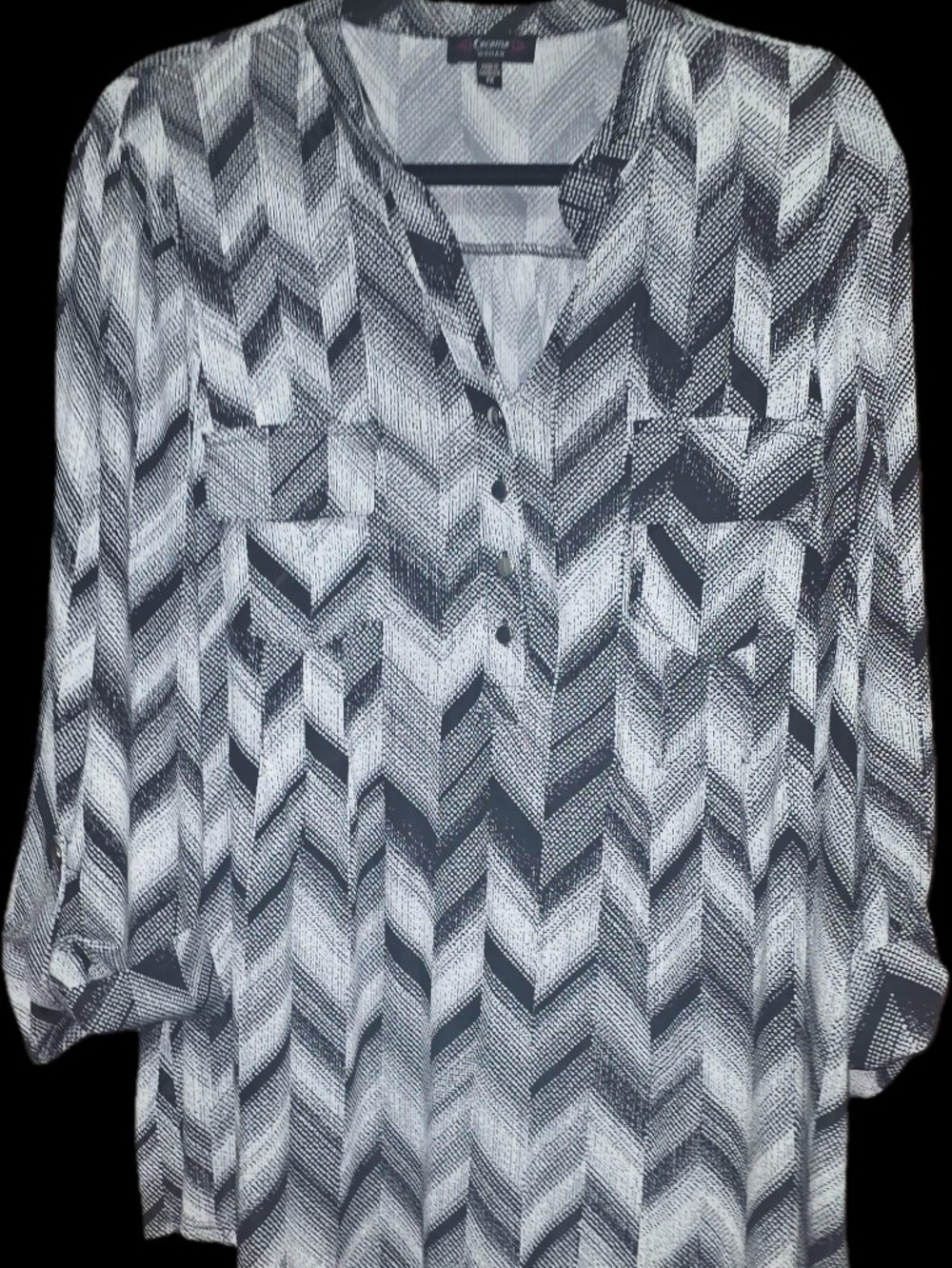 Cocomo Black and White Chevron Button-Down Shirt